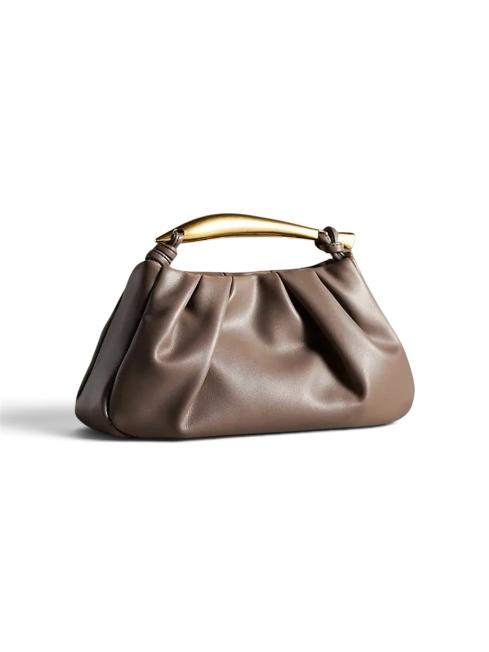 Classic Brown Top-Handle Bag with Gold Accent